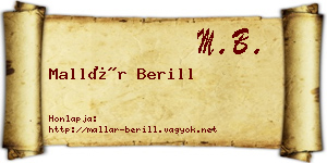 Mallár Berill névjegykártya